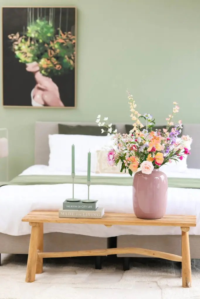 Daglicht studio vlakbij België met slaapkamer en groene muur